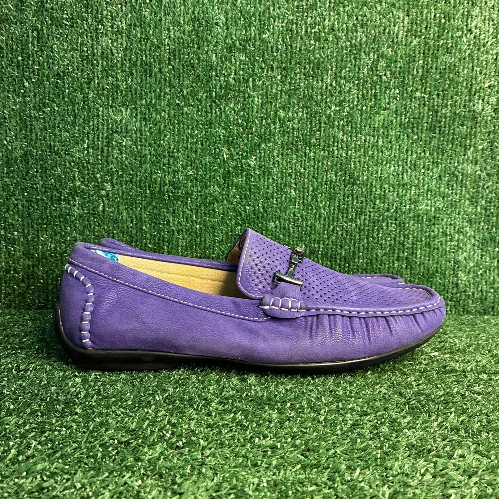 Stacy Adams 25039-542 Perforated Bit Loafer Driving Moccasin Purple Mens Sz 11 M